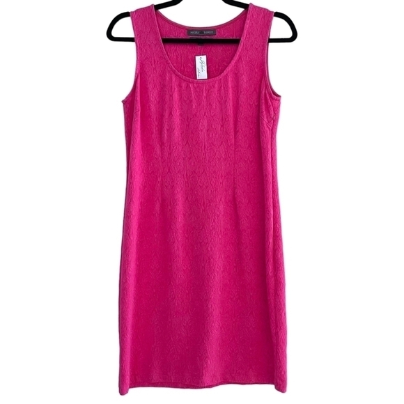 Nicole Benisti Hot Pink Monochrome Baroque Print Textured Dress Size Medium - Picture 1 of 3